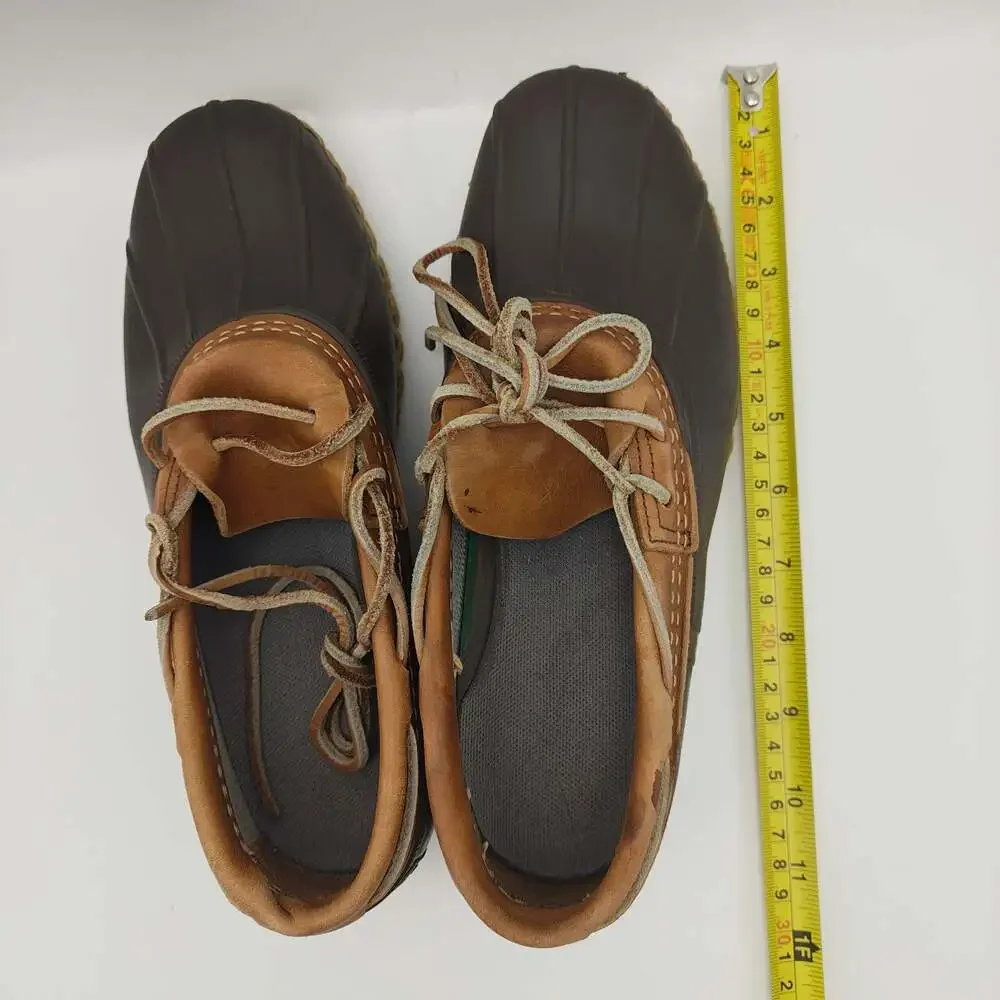 L.L. Bean Men's Gumshoe Duck Boots Size 9 Brown Leather Rubber Sole 30cm Outsole